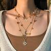 Bohemian Niche Crushed Stone Beaded Necklace Medieval Chain Tassel Chain Set
