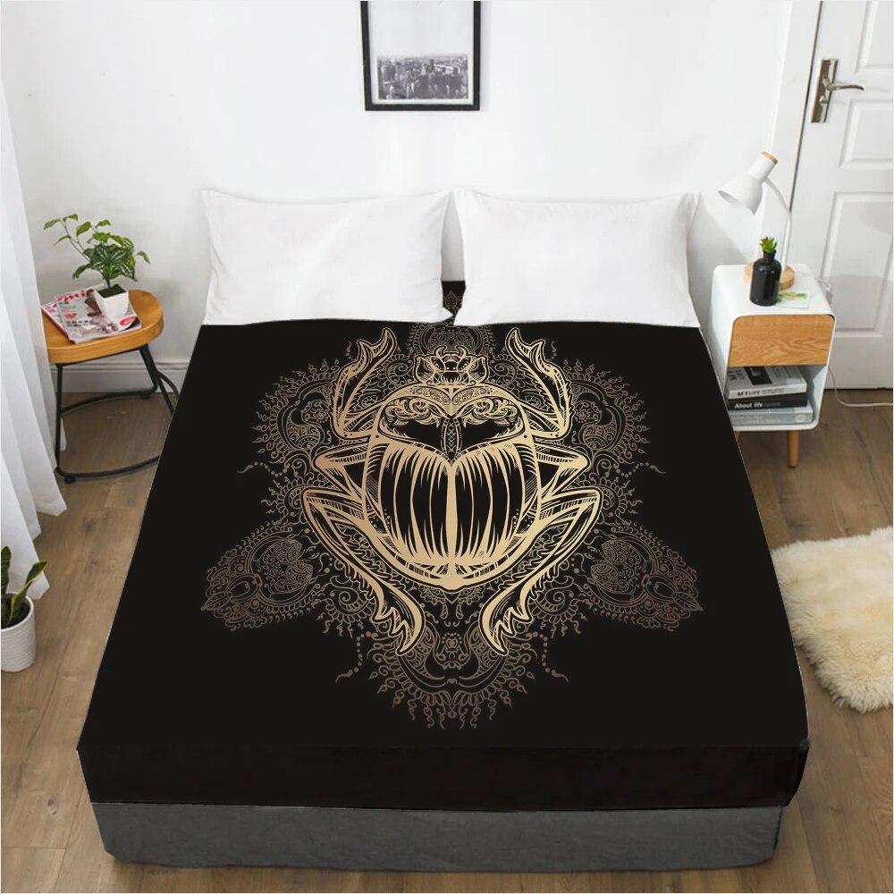 Простыни наматрасник с резинкой Простыня Простыня Белье 90x200 160x200 150x200 Размер 3D-печать Черный Золотой