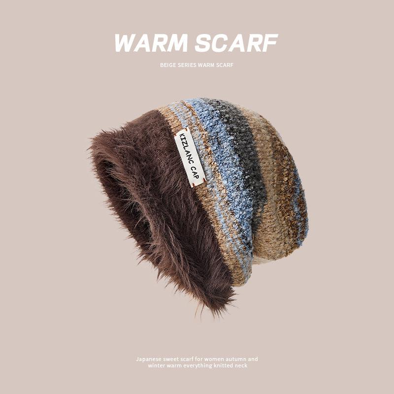 Maillard Hat Women's Fisherman Knitted Versatile Stacking Cold Warm Cute Plush