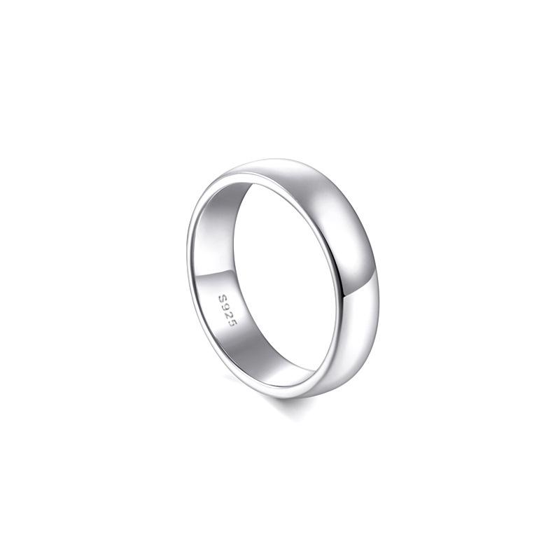 Classic Plain Ring Sterling Silver Ring 5MM Single Ring 925 Sterling Silver Ring Simple Curved Smooth Couple Ring