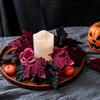 Хэллоуин Искусственные Цветы Роз Красные и Черные Шелковые Искусственные Кленовые Листья Венок-Подсвечник для Домашней Вечеринки Обеденного Стола Подсвечники