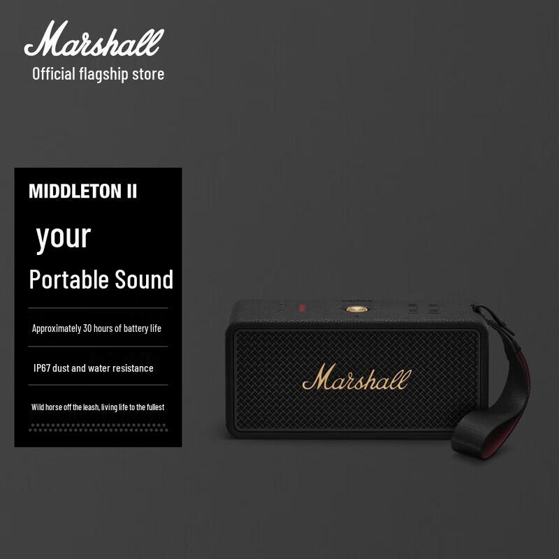 Marshall Портативная Bluetooth-колонка Middleton II, штекер CN (адаптер в комплекте)