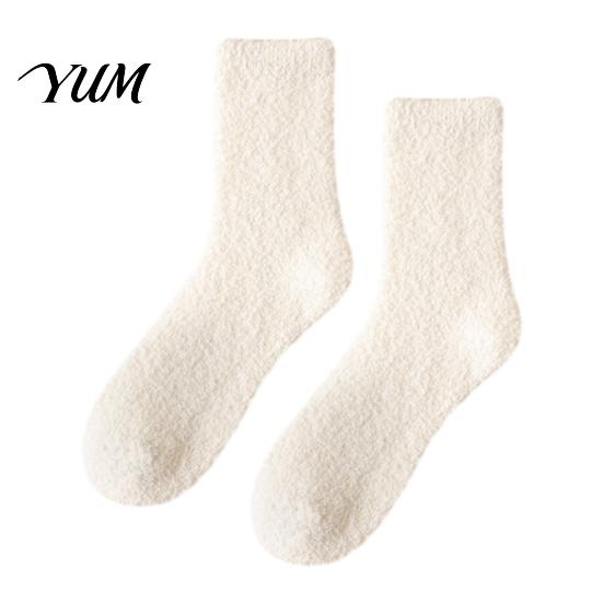 Non Slip Floor Socks for Women Coral Fleece Crew Women, Thickened Non-slip Warm Socks, Fuzzy Mid Calf Winter House Soft Plush Thermal Mittens