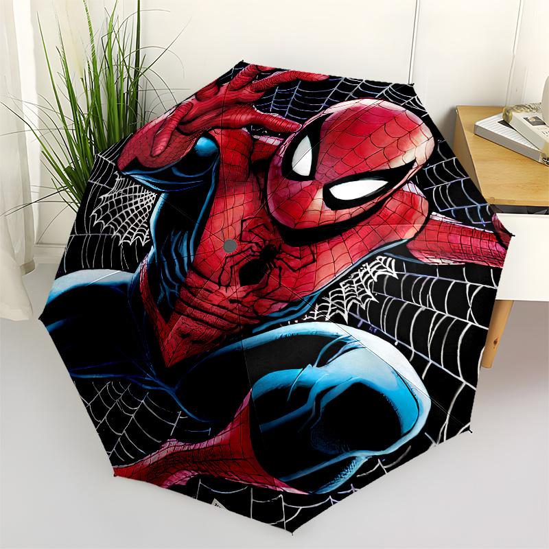 Spider-Man Web Slinger T-Shirt, Marvel Comics Shirt Umbrella, Cute Umbrella with Cute Design, Portable 3-Fold Compact Umbrella for Men & Women, Valent