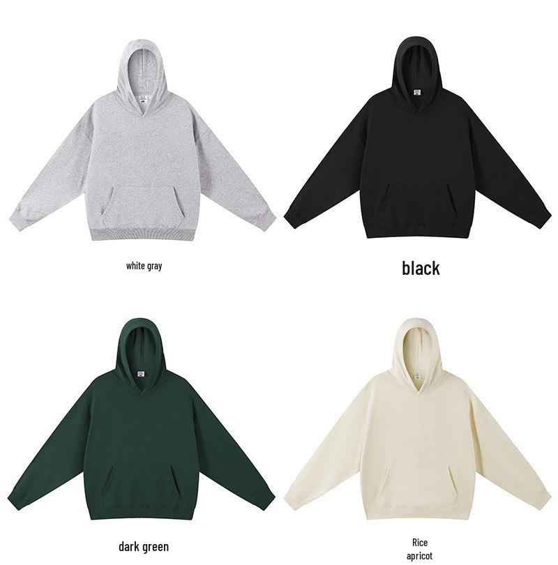 Unisex Retro Heavyweight Hooded Sweatshirt - Solid Color, 420G Terry, Casual Loose Fit for Autumn