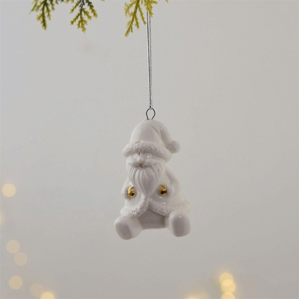 Ceramic Christmas Pendant Snow House Mini Elk Pendant Snowman Christmas Tree Charms Scene Layout