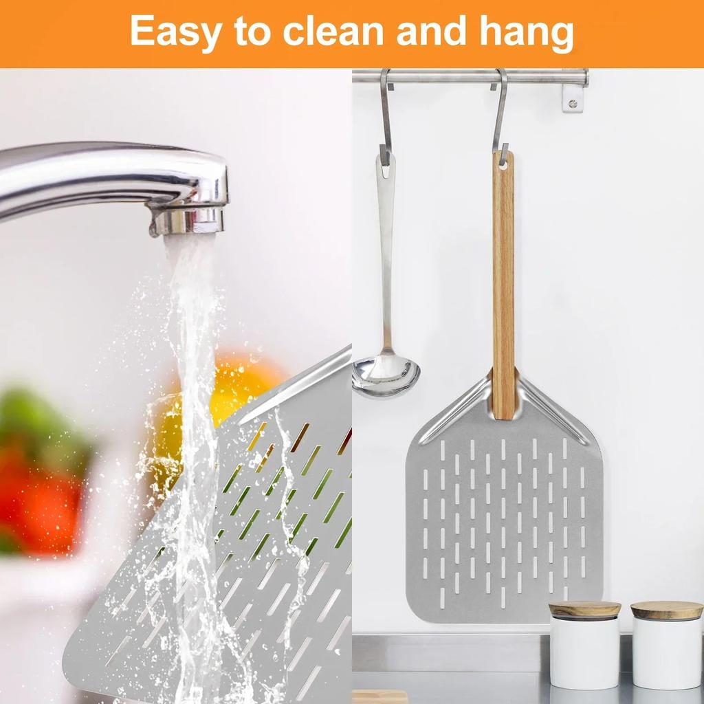 Лопатка для пиццы, металлическая, антипригарная, с деревянной ручкой, поднос для переноса торта, для домашней выпечки пиццы, хлеба 6,5/10/12 дюймов