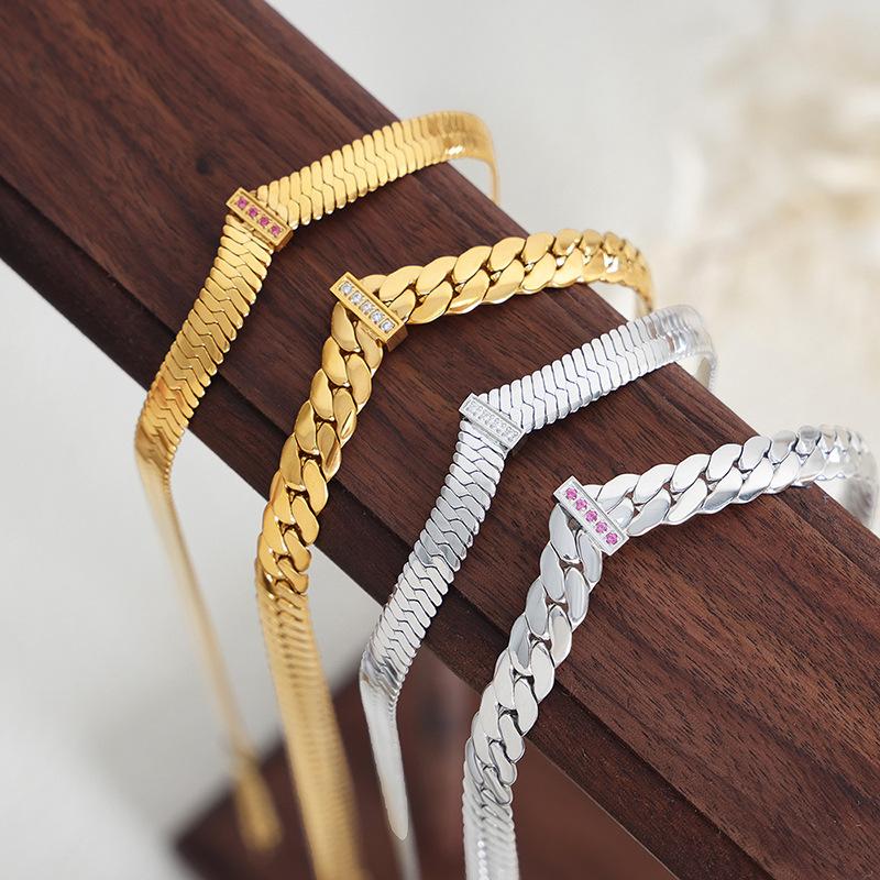 Цепочка из нержавеющей стали 316L для женщин, с покрытием из 18-каратного золота, инкрустированная цирконами, женские толстые колье в стиле хип-хоп и рок