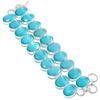 Natural Blue Chalcedony Gemstone Handmade 925 Sterling Silver Bracelet 7-8" L6R03