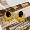 925 Silver Needle Korean Fashion Black Earrings For Women Metal Earings Jewelry Trending Women's Gold Earrings M3