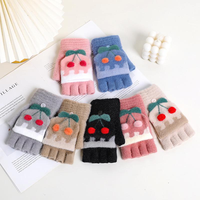 Любовь перчатки без пальцев флип зимние женские милые холодные и теплые шерстяные с открытыми пальцами половина студенческие для письма AY