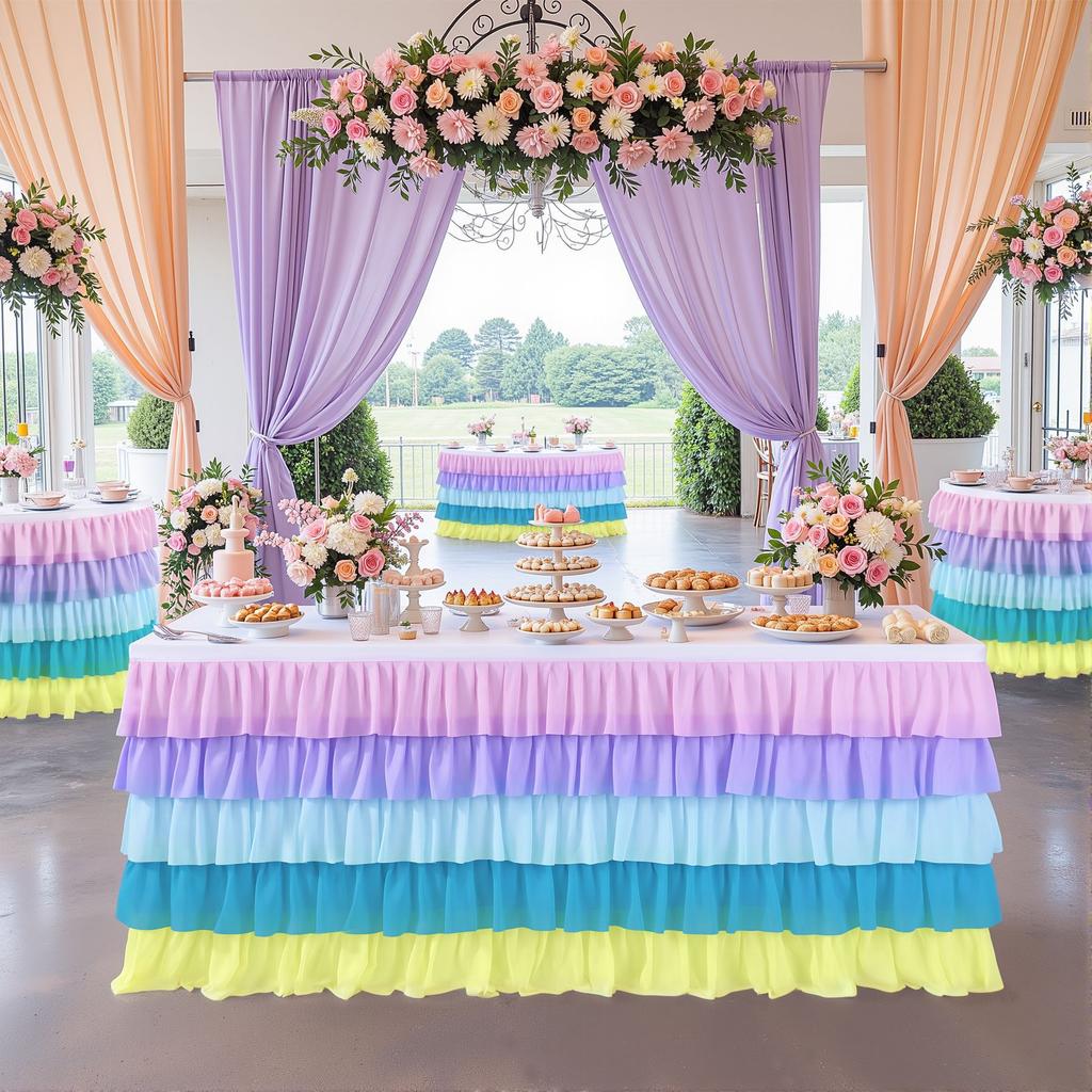 Five Layer Cake Table Skirt Rectangular Stall Birthday Party Wedding Cake Table Skirt Hotel Party Festival Decoration Atmosphere