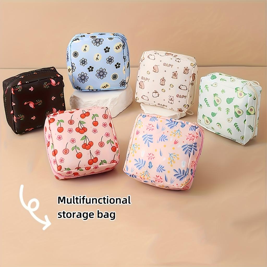Милая мультяшная сумка для хранения гигиенических прокладок для девочки, портативный дорожный органайзер, большая вместимость, органайзер для гигиенических прокладок, дорожная косметичка, органайзер для кабелей