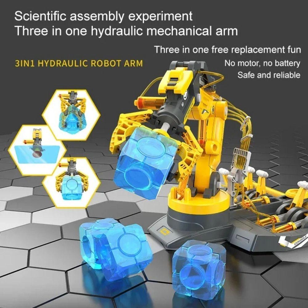 DIY Assembled Hydraulic Mechanical Arm 3IN1 Model Kit STEM Assembly Toys Kids Technology Games