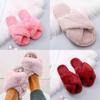 Stylish Ladies Fur Fluffy Slippers Cross Furry Summer Mules Shoes In Black