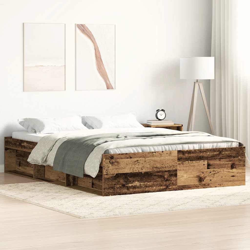 Bed Frame without Mattress Vintage Wood Look 120 x 190 cm Wood Based Material