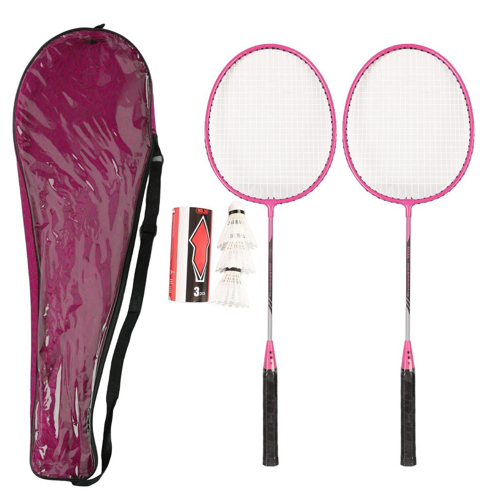 Badminton Rackets Iron Alloy Lightweight Badminton Racquets with 3 Balls for Beginners Student