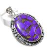 Медь Пурпурный Бирюзовый драгоценный камень 925 Стерлинговое серебро Ювелирная подвеска 2,17"
