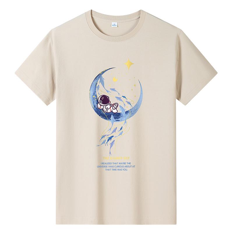 GMXIA Футболка с коротким рукавом из хлопка, мужская модная свободная рубашка с коротким рукавом, с принтом