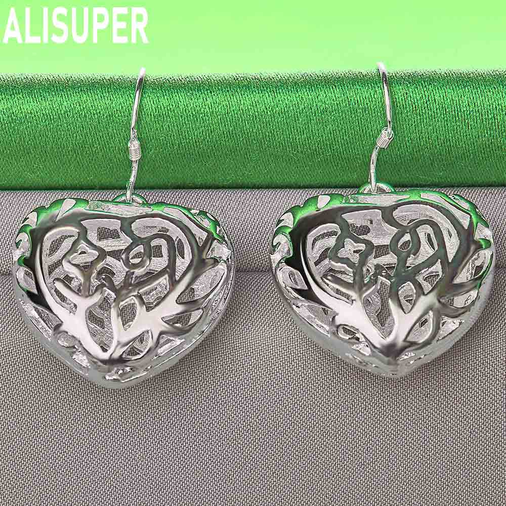 Серьги для пирсинга из стерлингового серебра 925 пробы в форме сердца с геометрическим узором, модные свадебные украшения с шармом