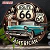 Металлический плакат Route 66 Ретро Настенное искусство, Винтажное украшение для гаража Классический автомобиль Дизайн дайнера 20x30 см Без рамки