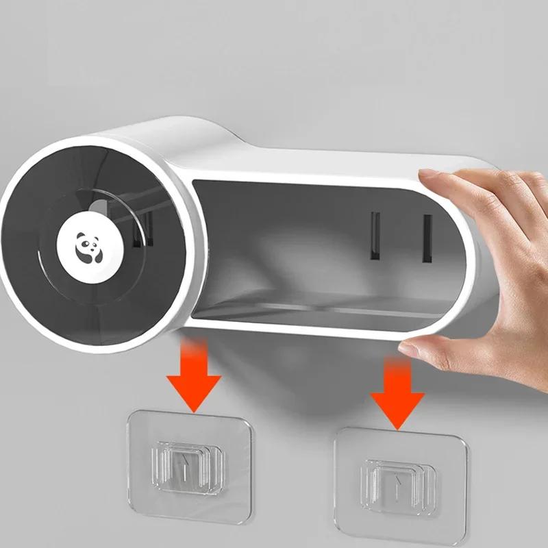 Wall Mounted Paper Roll Holder Toilet Tissue Box Toilet Waterproof Paper Storage Box Toilet Paper Punching Free Storage Rack