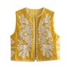 Woman Cropped Flower Embroidery Vest Vintage V Neck Sleeveless Cardigan Waistcoat Shirt Chic Summer Women's Clothing