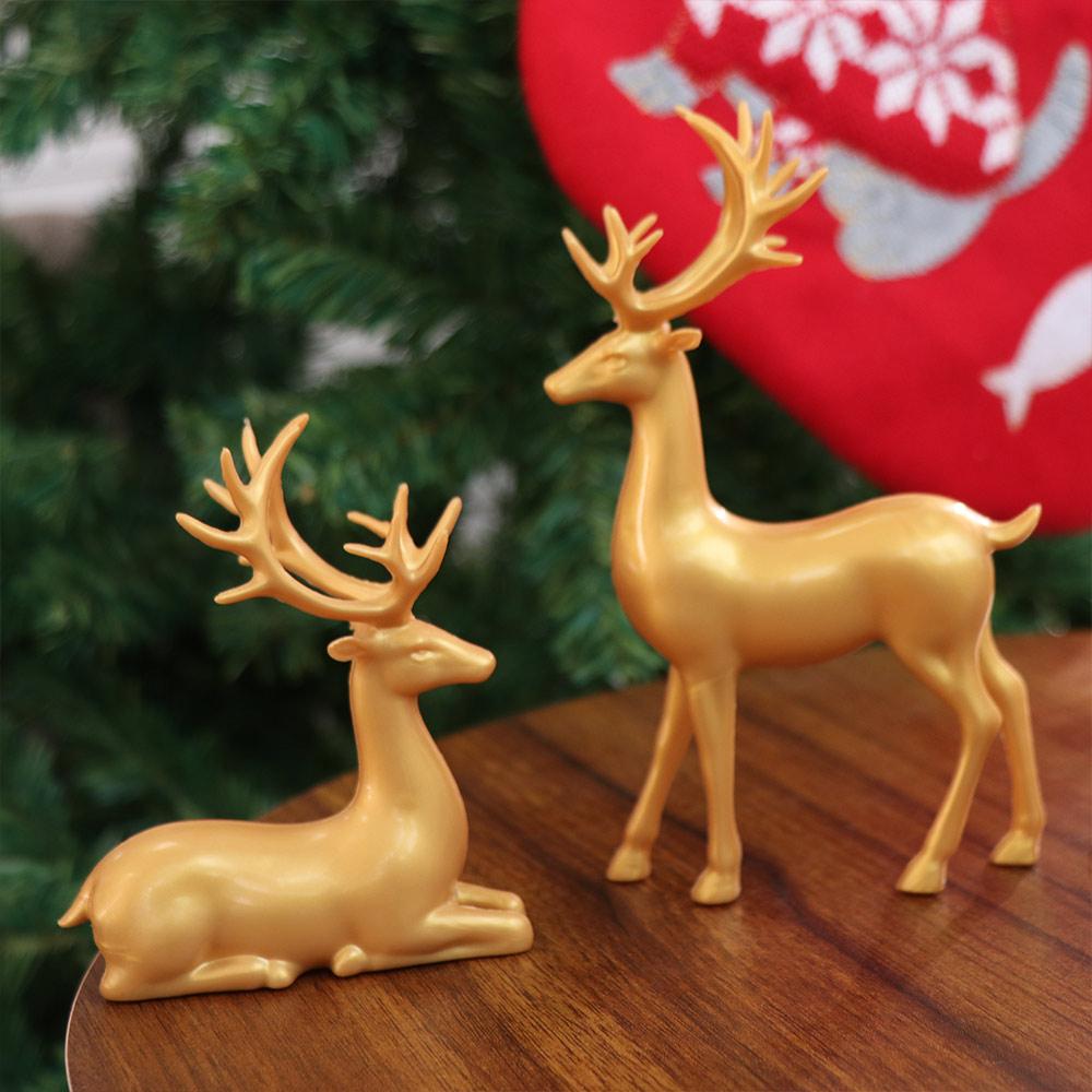 Sitting/Standing Position Reindeer Sculpture Modern Elk Figurine Desktop Ornament