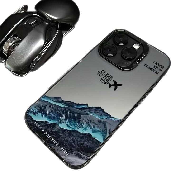 Trendy airplane and mountain-shaped phone case suitable for Apple iPhone 17 Pro Max, iPhone 16 Pro, and iPhone 15/14 Pro.