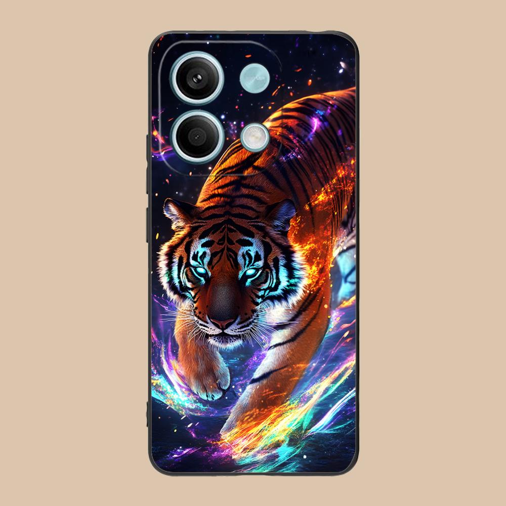 Неоновый чехол для мобильного телефона с тигром для Xiaomi 15 14 13 12 Mi 11 T Ultra Lite Pro S X 5G Цветной печатный чехол Роскошный Красивый