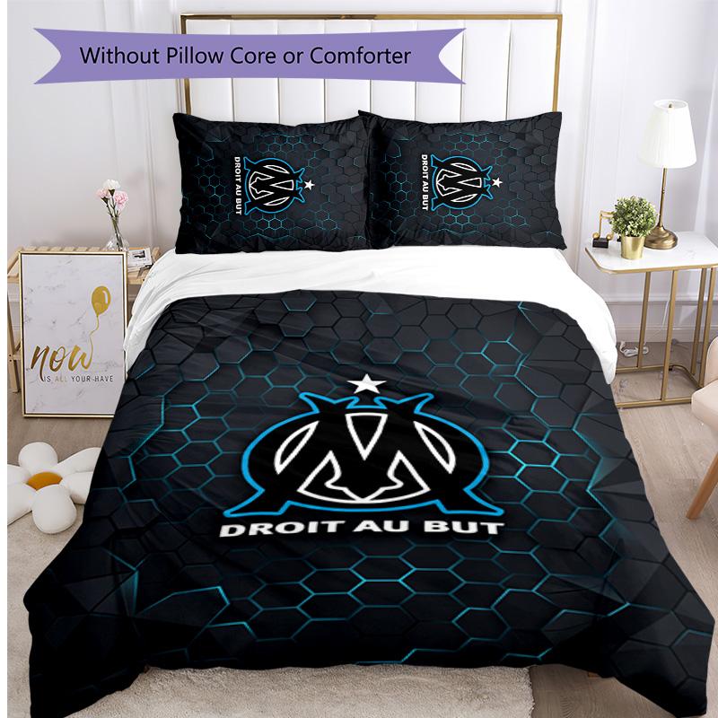 Olympique Lyonnais FC Printed 3PCS Bedding Set Breathable Duvet Cover with Pillowcases Decorative Bed Linen for Bedroom Home
