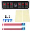 6 Gang Red LED Rocker Switch Panel with Alarm Voltmeter for Car RV Boat Yacht Marine 12V