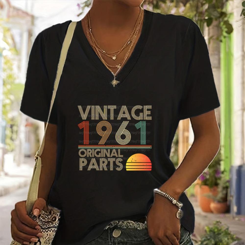 Summer Vintage 1960 To 1969 3D Print T-shirt Women Streetwear Casual T Shirts Tops Woman Harajuku V-Neck Tees Oversized Clothing