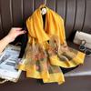 Large Luxury Silk Scarf Flower Embroidery Shiny Lace Scarf Fashion Women Hijab Shawls  Lady