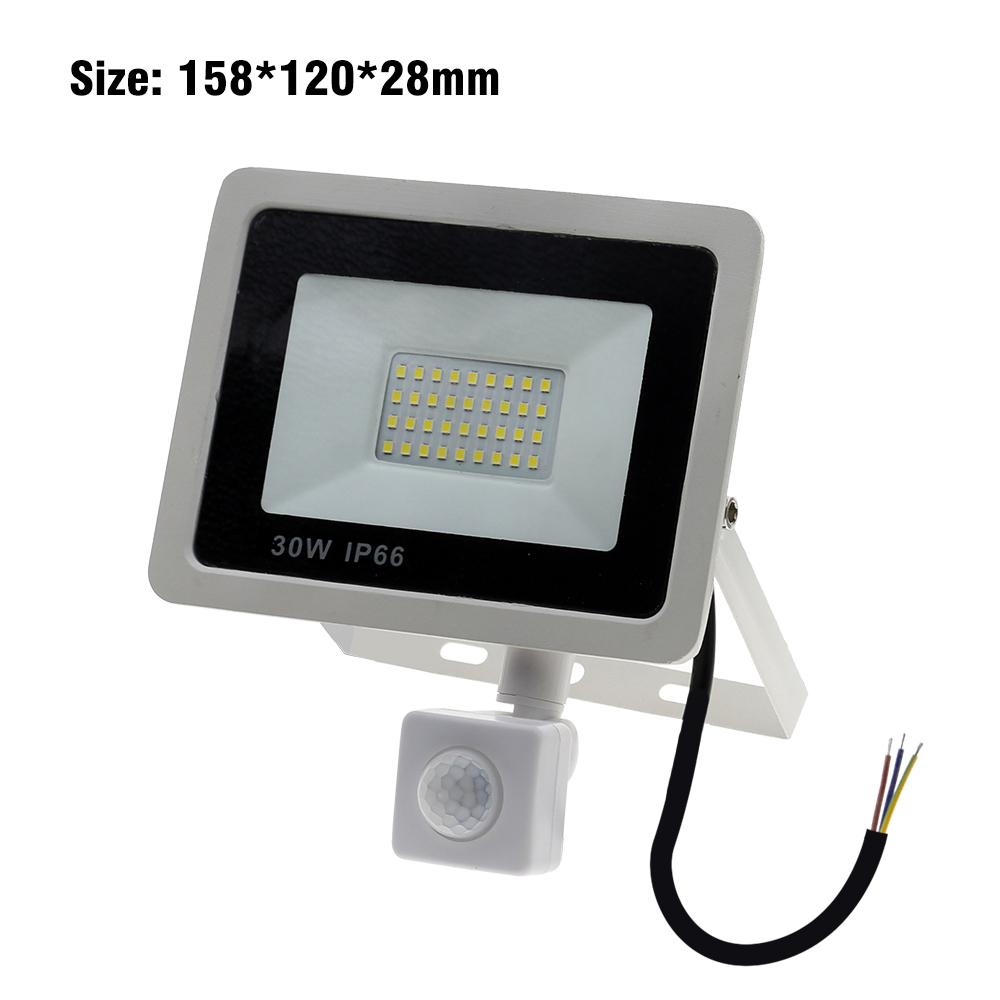 LED Floodlight PIR Motion Sensor White IP66 AC220V Exterior Projector Spotlight SMD2835 Outdoor Lighting Floor Lamp