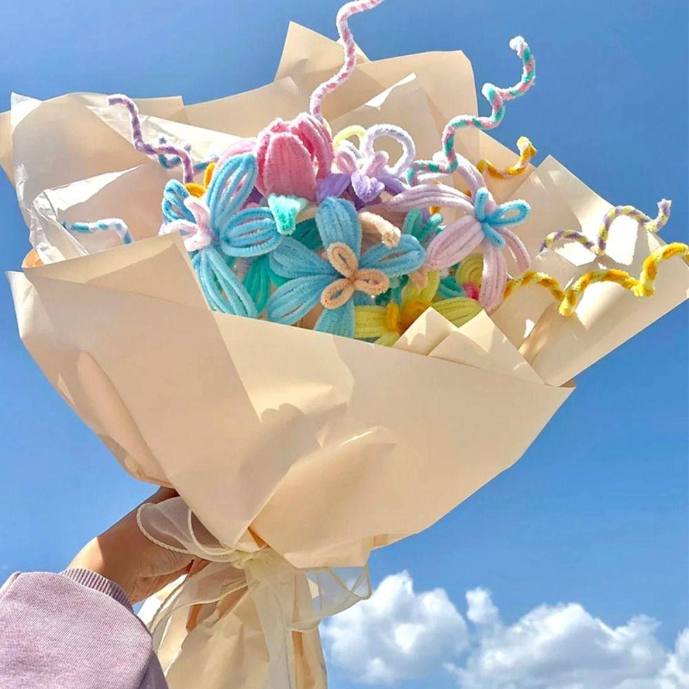 100pcs Educational Toys DIY Strips Twist Bar Chenille Stems Plush Wired Twist Sticks  Handcraft