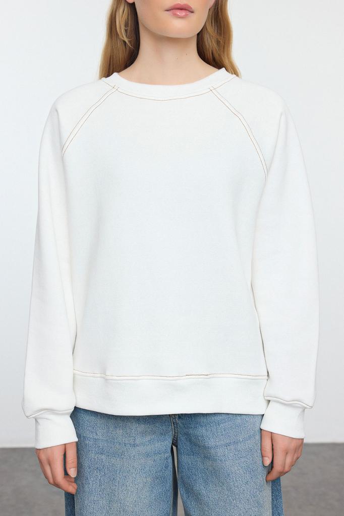 Женская модная стильная толстовка изумрудно-зеленого цвета, свободная удобная посадка, базовый вязаный свитшот с рукавами реглан и круглым вырезом