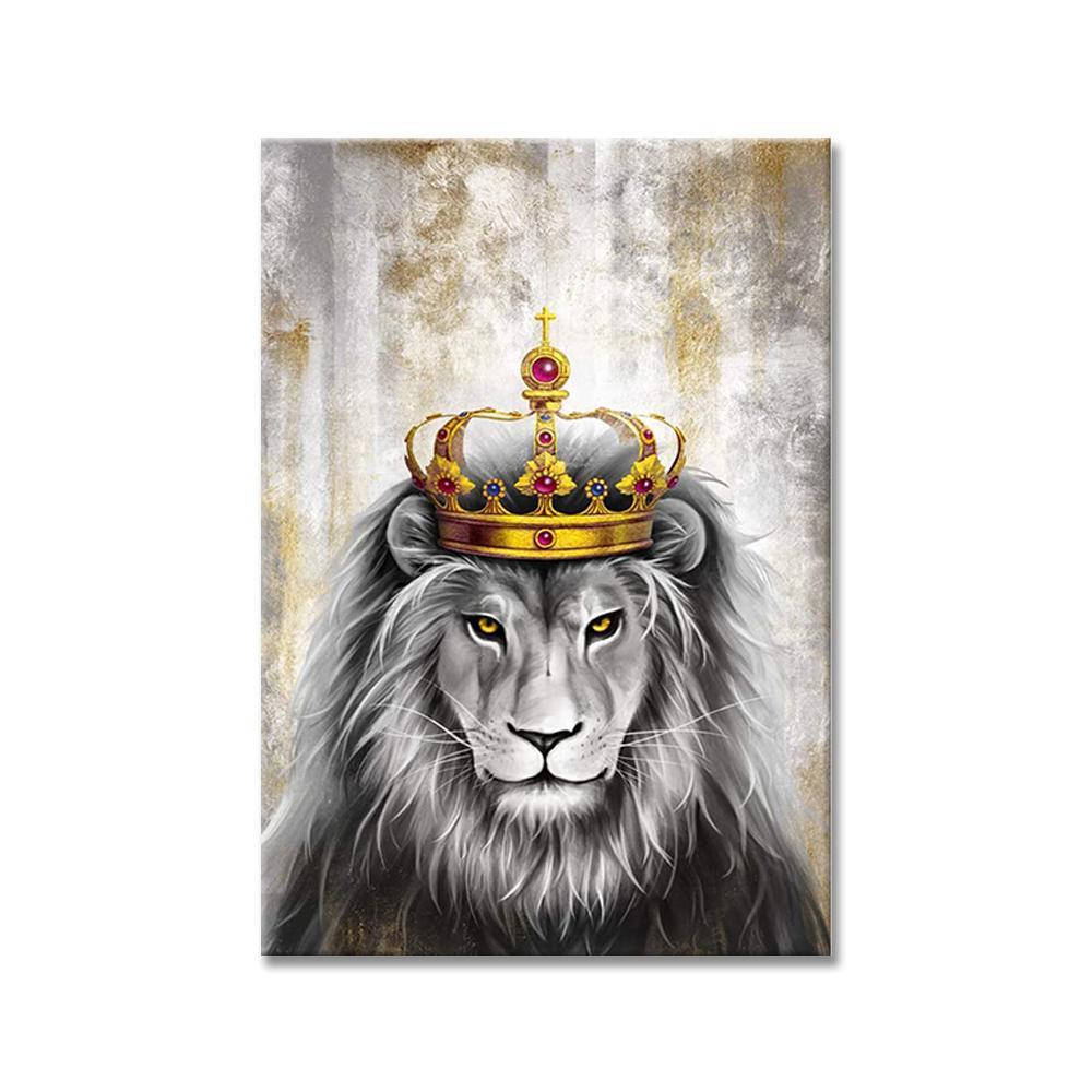 Black Lion King and Lioness Queen Poster Prints Animal Wall Art Picture Canvas Painting Home Decoration for Living Room