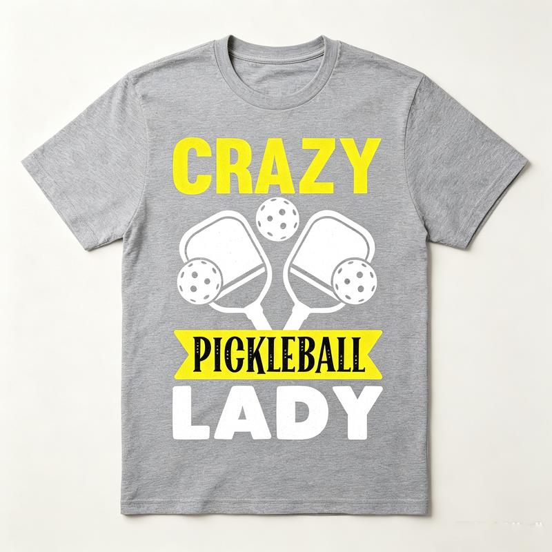 Crazy Pickleball Lady TShirt Funny Player Lover Gift Unisex Casual Cotton Tee Streetwear Sport Life Fun Unisex Short Sleeve Unisex