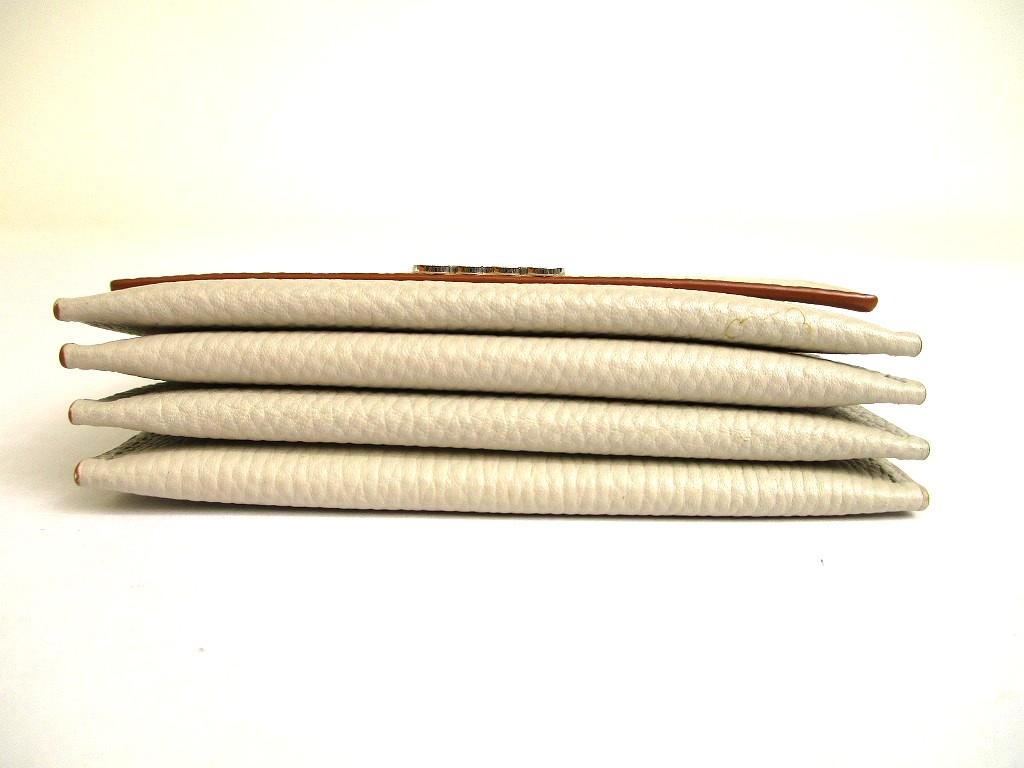 Authentic LOEWE Anagram Light Gray Leather Business Card Holder #a874 Refurbished