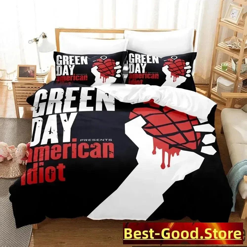 3D Печать American Idiot Green Day Напечатанный Постельный Комплект Пододеяльник Наволочка Комплект Постельного Белья Постельное Белье Простыня Покрывало Полный Размер Квин