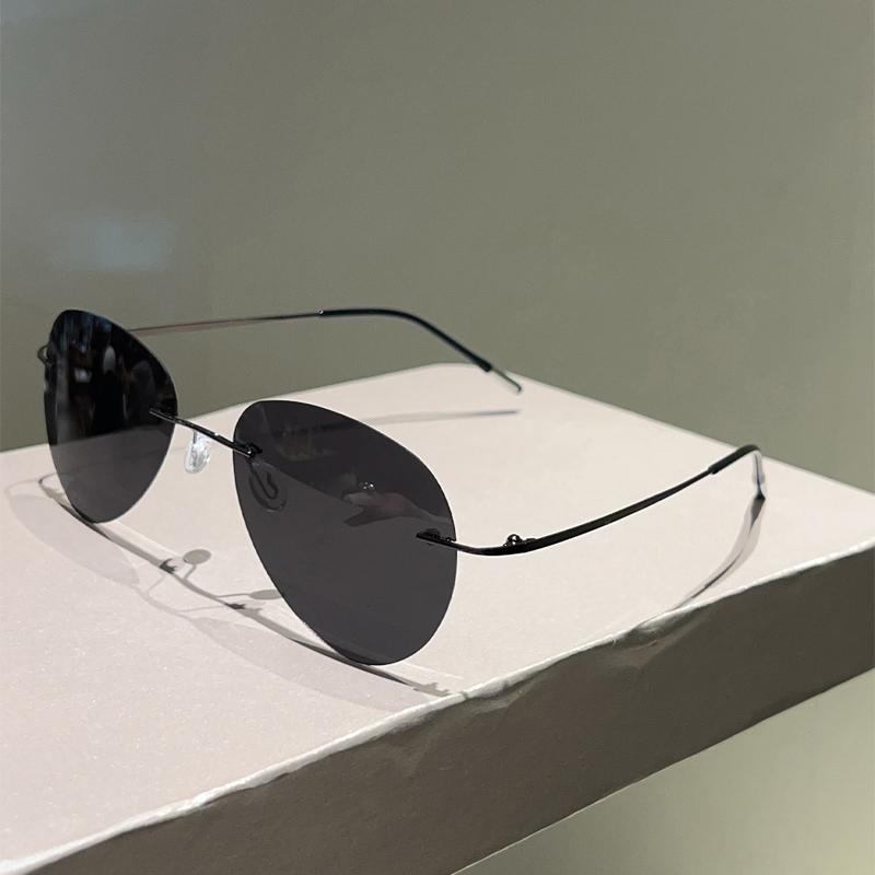 Солнцезащитные очки-пилоты без оправы Мужские Модные Винтажные Однотонные Уличные Очки Женские Новые Трендовые Дизайнерские Солнцезащитные Очки Роскошного Бренда