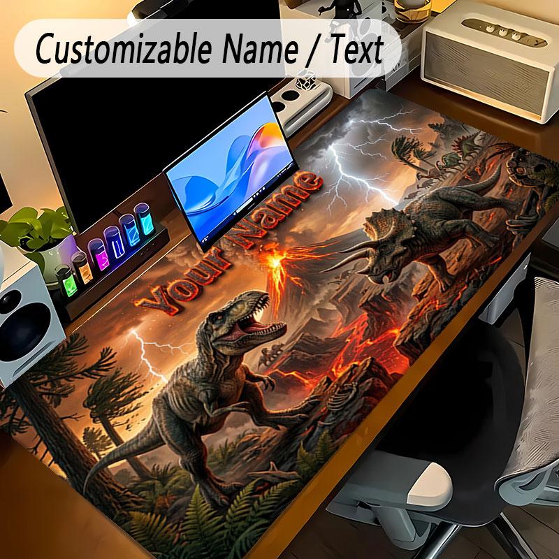 Dinosaur Theme Personalized Mouse Pad Custom Name Text Non Slip Desk Pad For Laptop Office Desktop