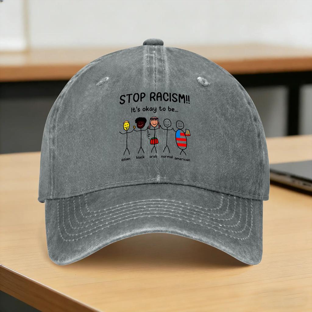 Stop Racism Its Okay To Be Asian Black Arab Normal American Funny AntiRacism Sun Baseball Cap Wholesale Baseball Caps