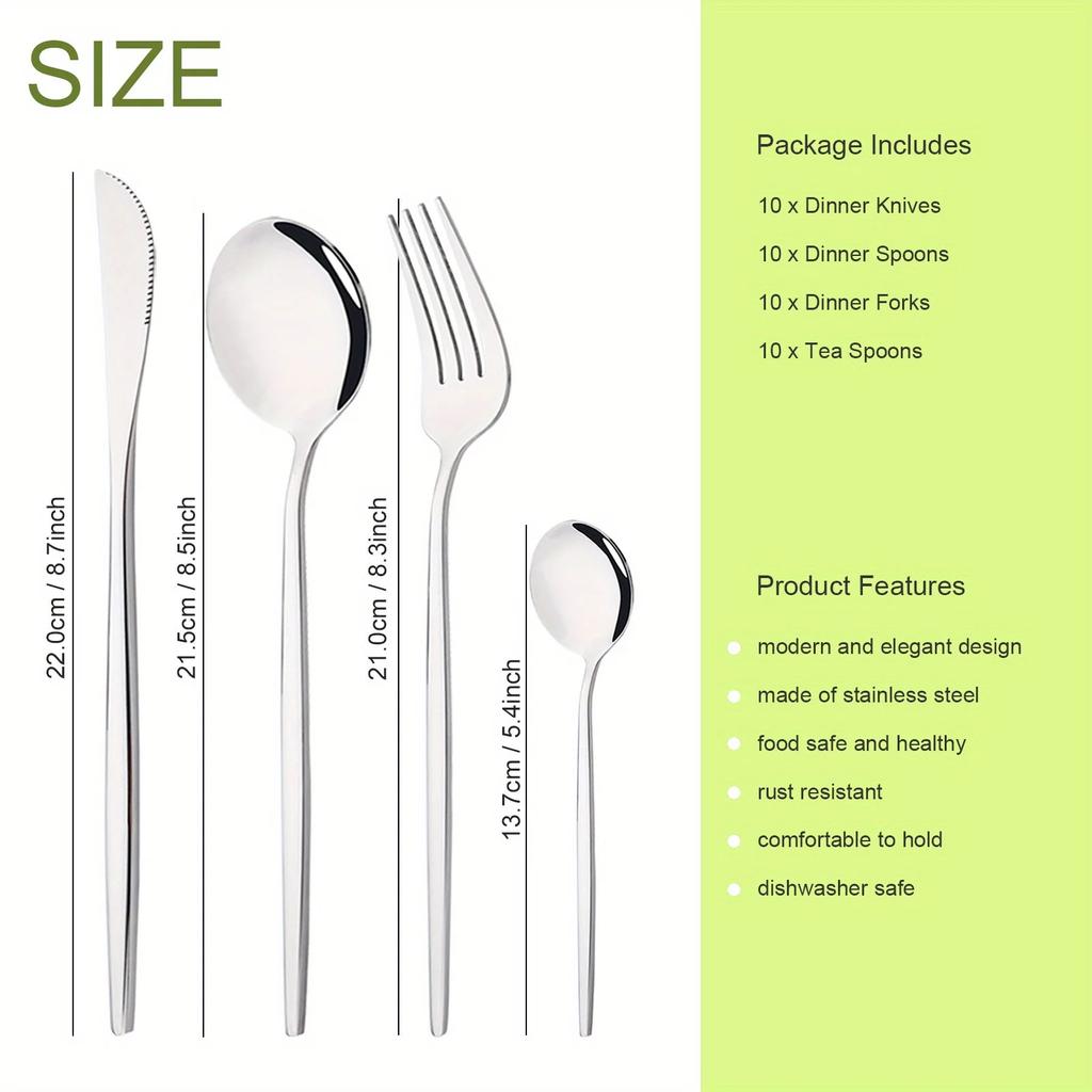 Набор столовых приборов из серебра 40 шт., ножи, вилки, ложки, набор столовых приборов из нержавеющей стали, столовые приборы в западном стиле, набор кухонных столовых приборов