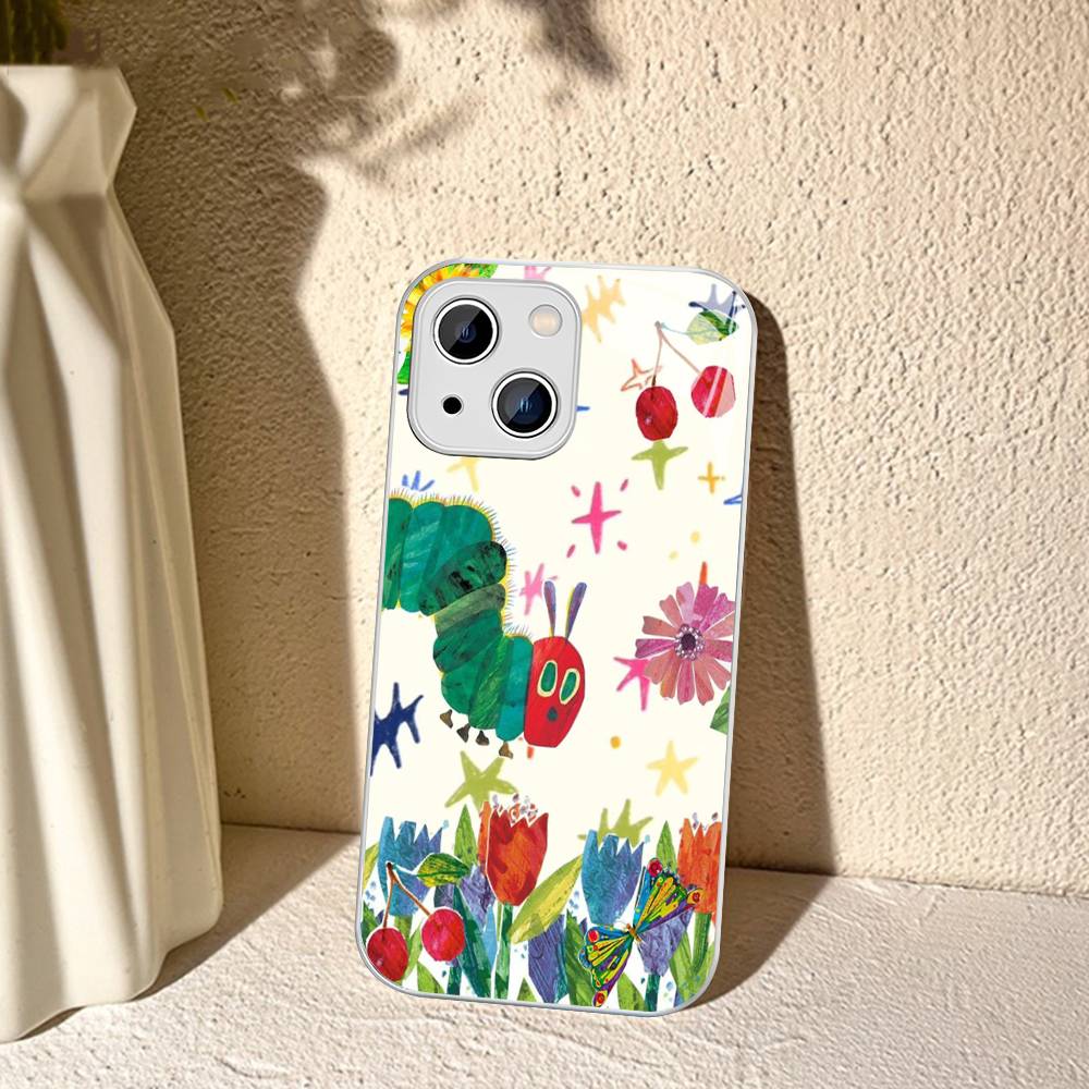 Очень голодная гусеница Для iPhone 14 13 12 Mini 11 Pro XS Max X XR 14 Plus Закаленное стекло