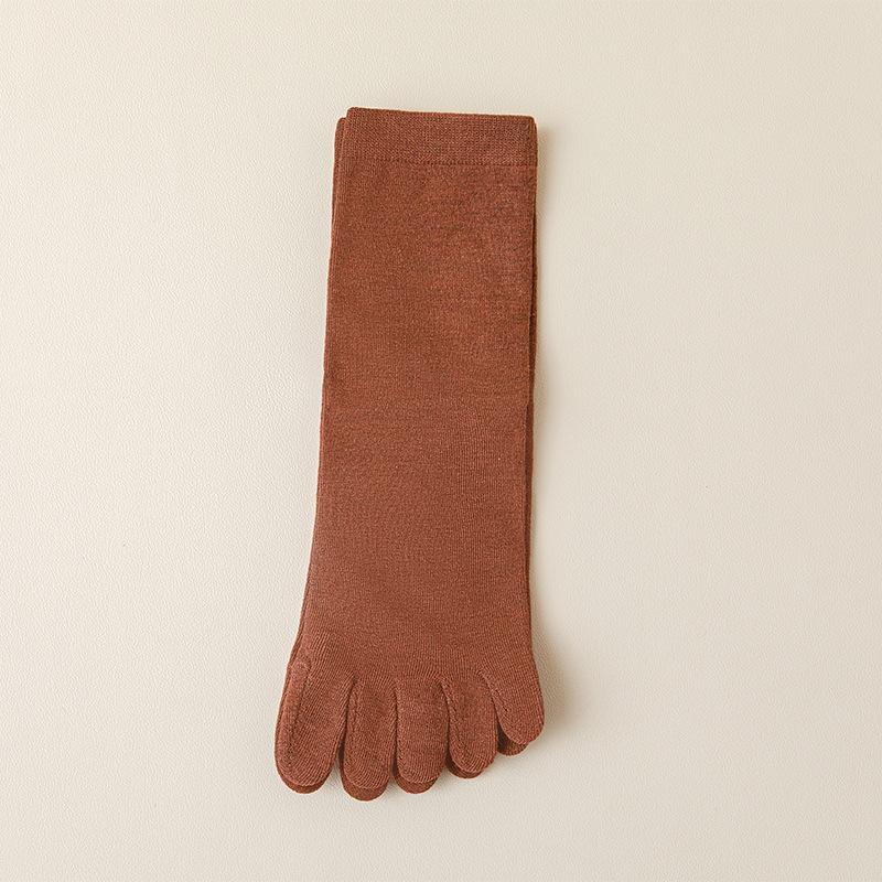 Однотонные хлопковые носки с пятью пальцами, серые, черные, средние, женские носки, осенне-зимние, теплые, дышащие, носки с пятью пальцами