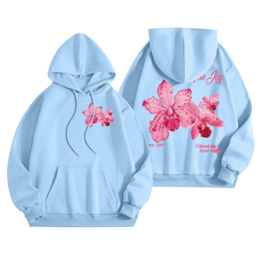 Women's Fashionable Loose-fitting Casual Long-sleeved Hooded Printed Sweatshirt
