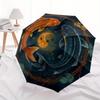 Yin Yang Koi Fish Circular  DecorUmbrella, Portable 3-Fold Compact Umbrella,Christmas Gift ES365