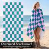 Checkered Pink Teal Oversized Beach Towel Patterned Sunscreen And Windproof Suitable For Swimming Pool Camping Travel Blanket